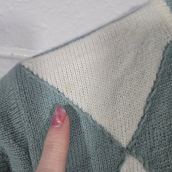 Vtg Alfred Dunner Sweater Medium Argyle Floral Mock Neck Knit Grannycore Cottage - Picture 4 of 7